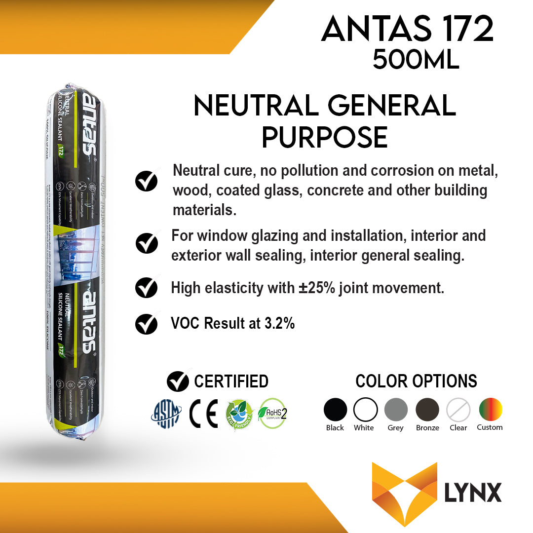 Antas 172 Neutral GP Silicone Sealant 500ml Sausage