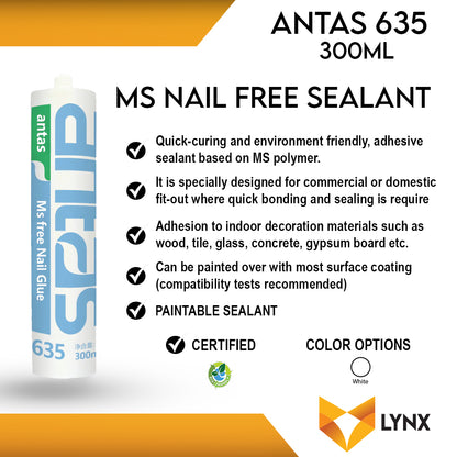 Antas 635 MS Nail Free Sealant 300ml (Mirror Mastic)