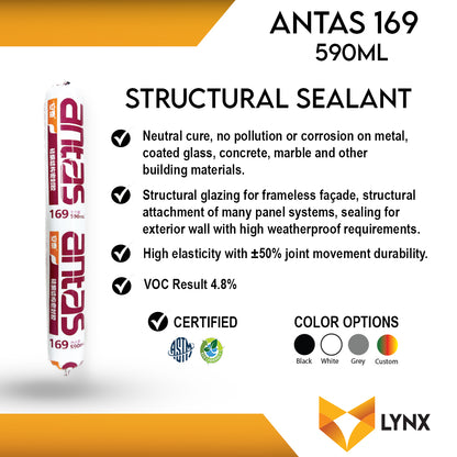 Antas 169 Structural Silicone Sealant 590ml Sausage