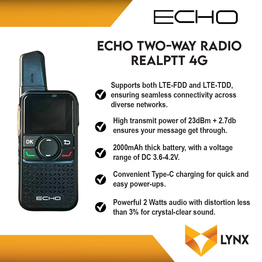 ECHO E10 Two-Way Radio REALPTT (Push-to-Talk) 4G