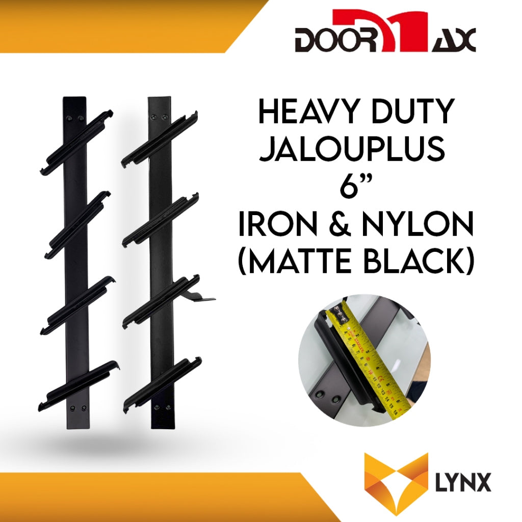 DOORMAX HEAVY DUTY Jalouplus 6-INCH 1 Pair Iron Powder Coated Steel Nylon (MatteBlack)